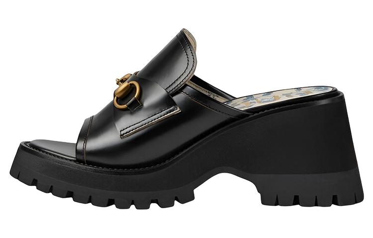(Women) Gucci Leather Platform Slide 'Black Horsebit' 645396-DS800-1000