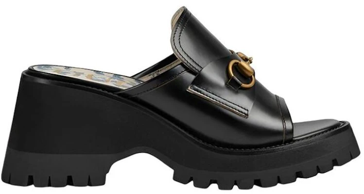 (Women) Gucci Leather Platform Slide 'Black Horsebit' 645396-DS800-1000 Order (Women) Gucci Leather Platform Slide 'Black Horsebit' 645396-DS800-1000