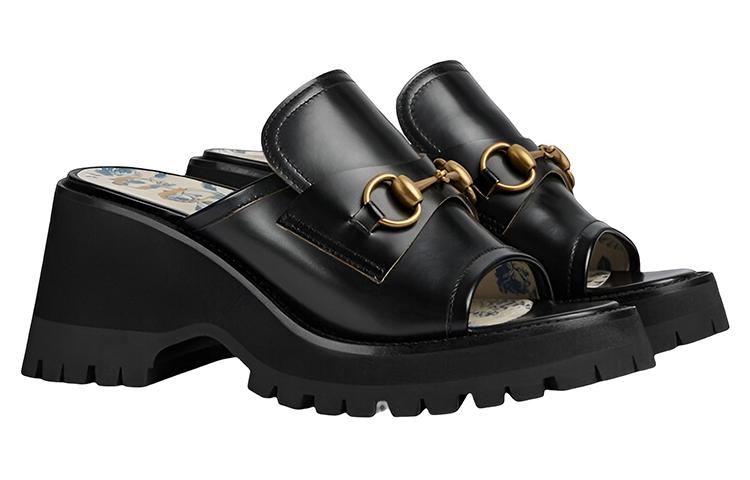 Lookbook (Women) Gucci Leather Platform Slide 'Black Horsebit' 645396-DS800-1000