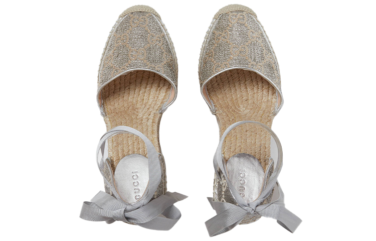 Order GUCCI 古馳 豬皮革 增高坡跟時尚涼拖 女款 銀色