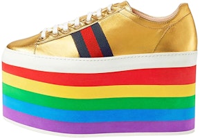 (Women) Gucci Leather Platform Sneaker 'Gold Stripe' 452312-B8BK0-8084 (Women) Gucci Leather Platform Sneaker 'Gold Stripe' 452312-B8BK0-8084