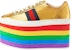 (W) Gucci Sneakers Platform Kulit 'Emas Stripe' 452312-B8BK0-8084