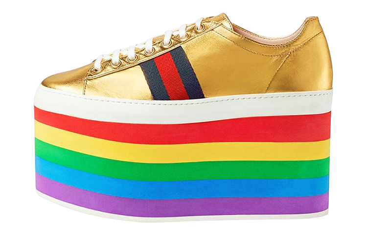 (Women) Gucci Leather Platform Sneaker 'Gold Stripe' 452312-B8BK0-8084