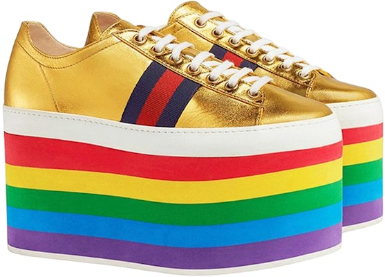 (Women) Gucci Leather Platform Sneaker 'Gold Stripe' 452312-B8BK0-8084 Order (Women) Gucci Leather Platform Sneaker 'Gold Stripe' 452312-B8BK0-8084