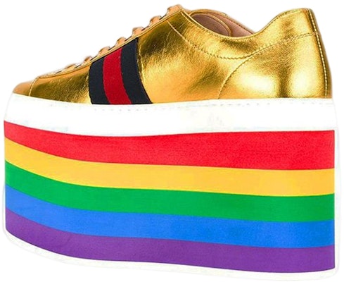 (W) Gucci Sepatu Sneakers Platform Kulit 'Gold Stripe' 452312-B8BK0-8084 Lookbook (W) Gucci Sepatu Sneakers Platform Kulit 'Gold Stripe' 452312-B8BK0-8084