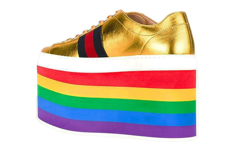 Lookbook (Women) Gucci Leather Platform Sneaker 'Gold Stripe' 452312-B8BK0-8084
