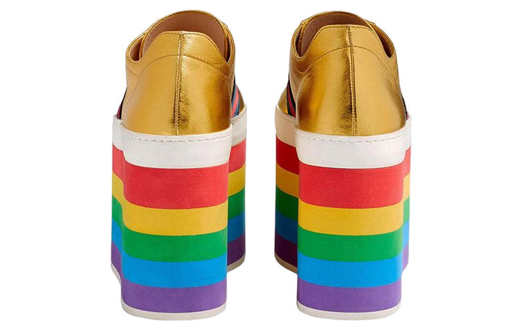 Purchase (Women) Gucci Leather Platform Sneaker 'Gold Stripe' 452312-B8BK0-8084