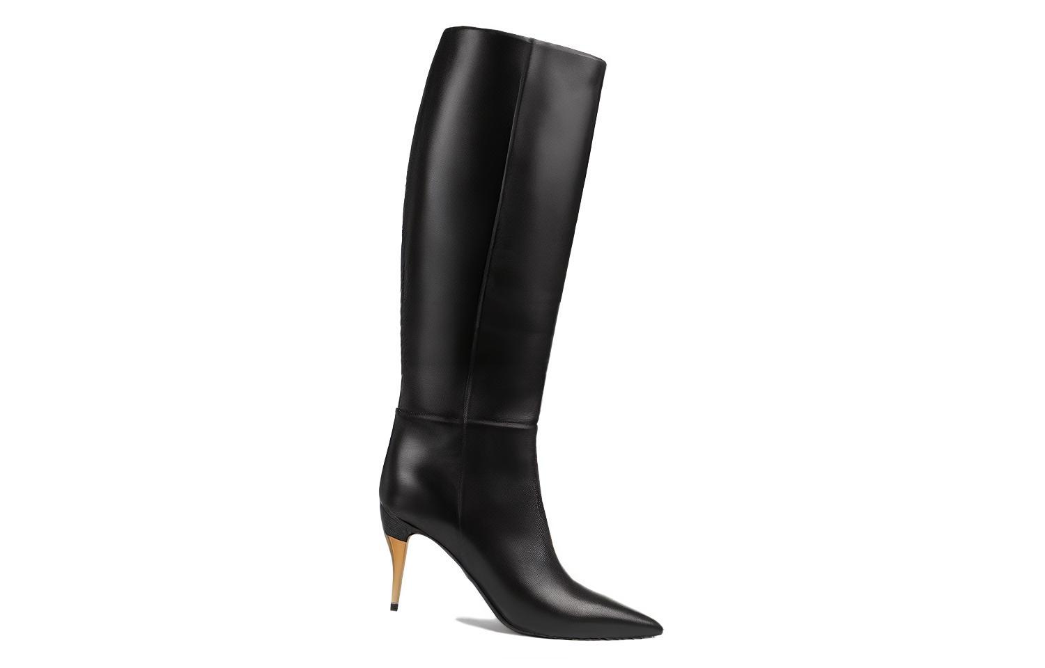 Order (W) Gucci 黑色皮革尖头高帮靴 758293-AACG4-1000