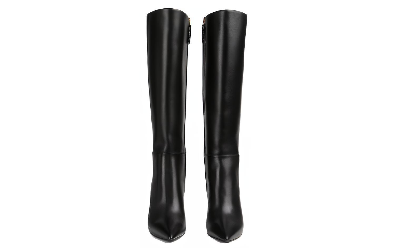 Shop (W) Gucci 黑色皮革尖头高帮靴 758293-AACG4-1000