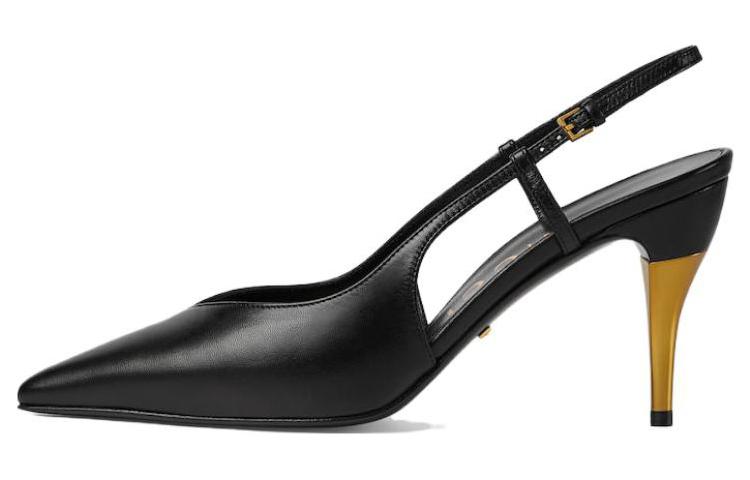 Buy GUCCI古馳 皮革 尖頭配扣 細跟 高筒鞋 女款 黑色