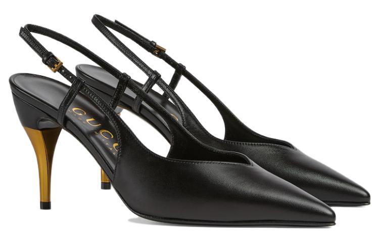 (W) Gucci Leather Pointed Toe Buckle Stiletto 'Black' 圖 2