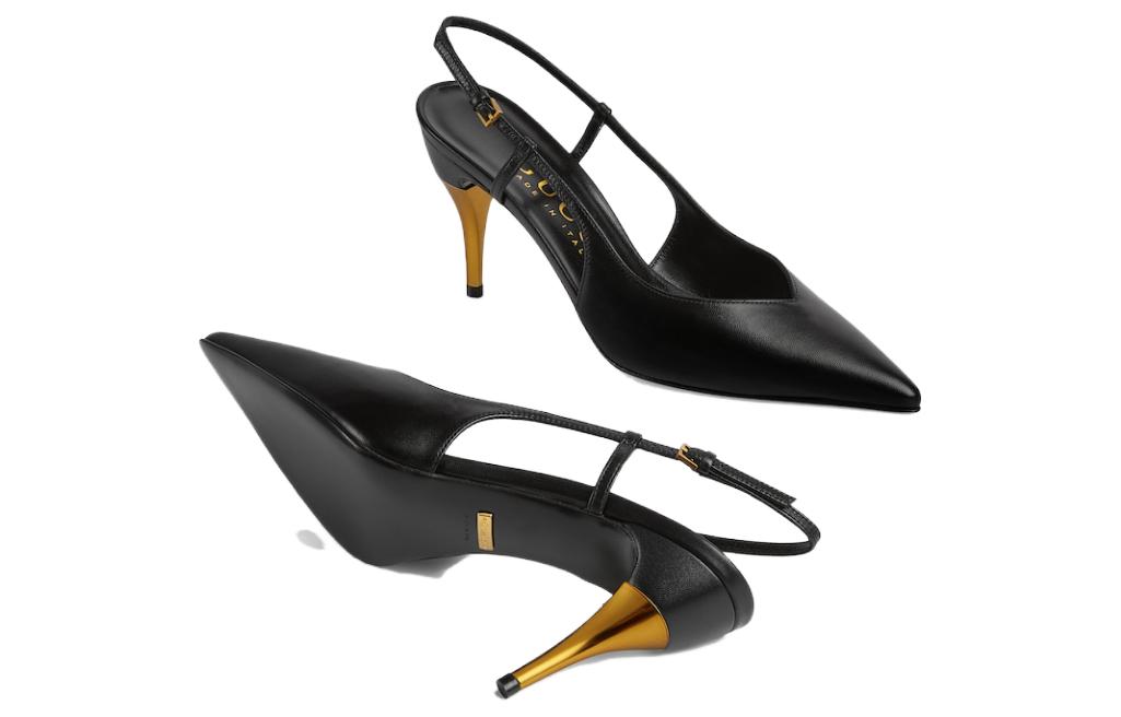 (W) Gucci Leather Pointed Toe Buckle Stiletto 'Black' 圖 3