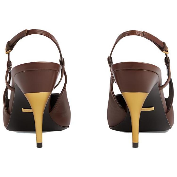 Purchase (W) Gucci Scarpe Stiletto in Pelle con Punta e Fibbia ''Marrone Oro'' 762378-C9D00-2208