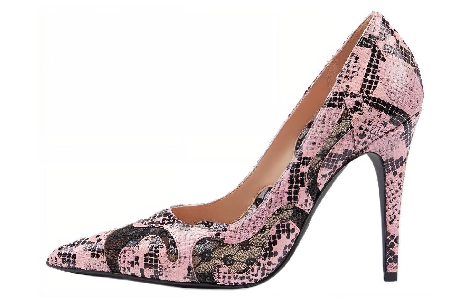 (Women) Gucci Leather Pointed Toe High Heels 10.5cm 'Black Pink' 738689-AABX8-5841