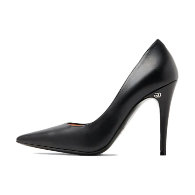 (W) Gucci Leather Pointed Toe Slip-On Stiletto High Heels 'Black'