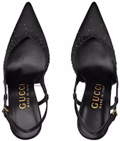 Shop GUCCI古馳 皮革 尖頭百搭 細跟 高筒鞋 女款 黑色