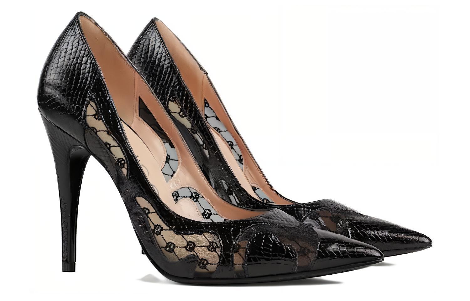 Shop (W) Gucci Décolleté in Pelle a Punta Stiletto ''Nero'' 738689-AABX8-1000