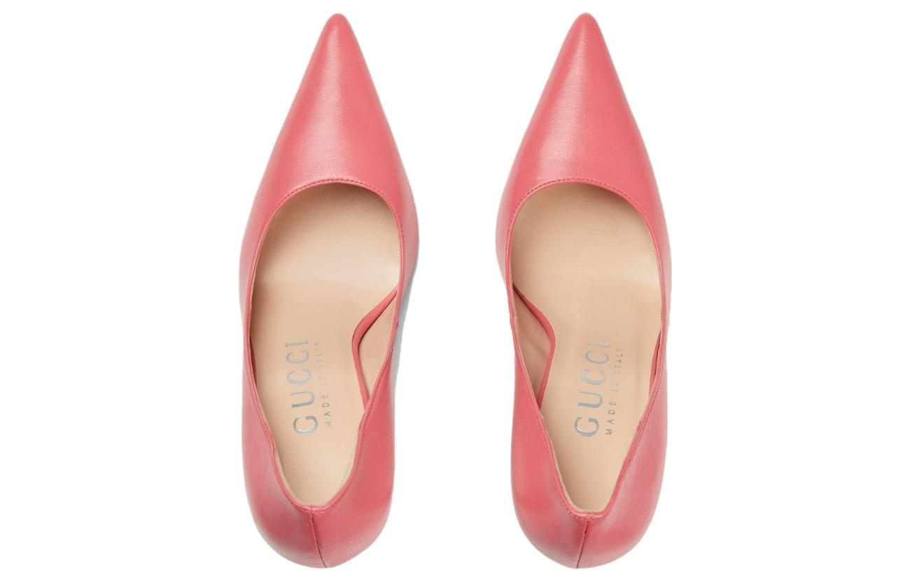 Shop (Women) Gucci Leather Pointed Toe Stiletto 'Pink' 738682-C9D00-6627