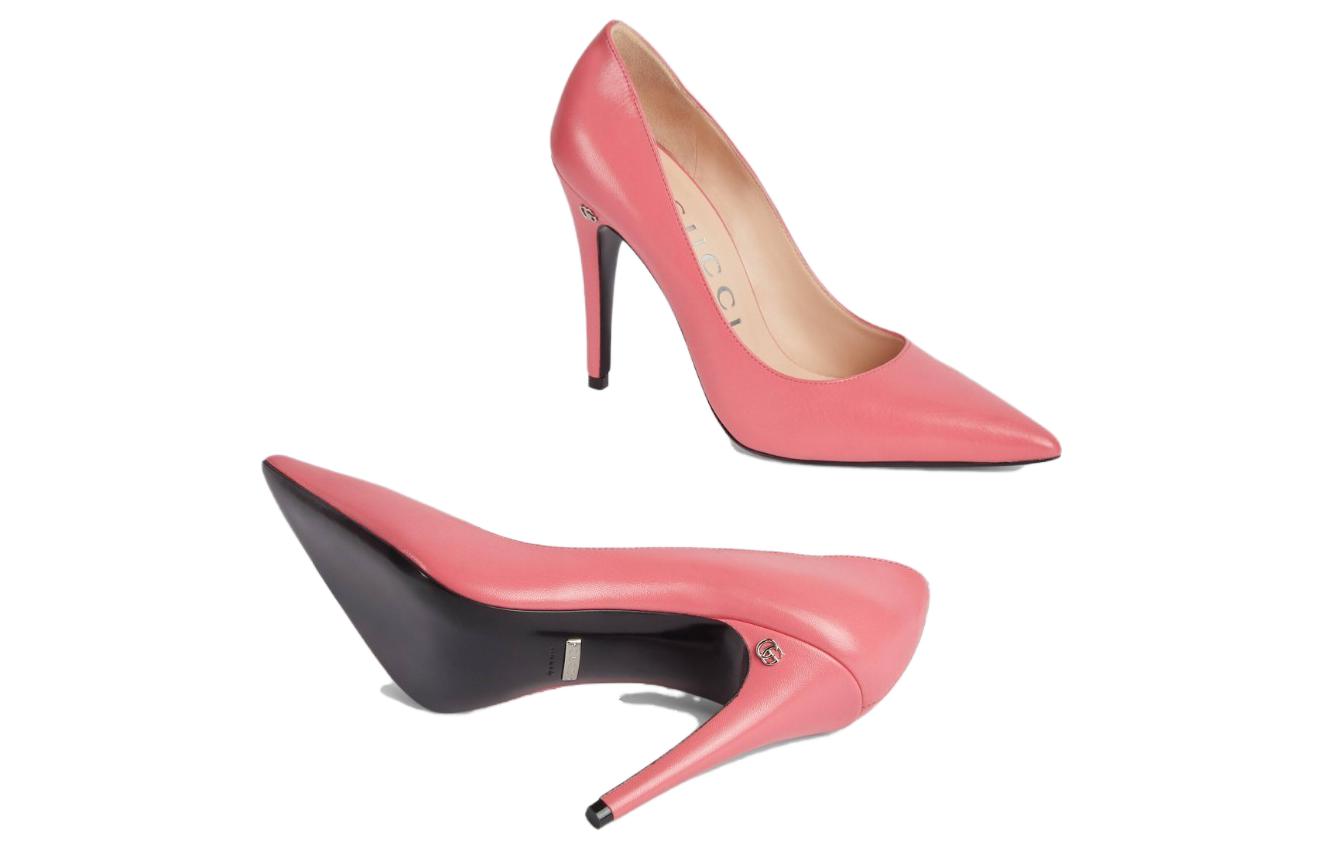 Details for (W) グッチ レザー ポインテッドトゥ ピンヒール (ピンク) 738682-C9D00-6627