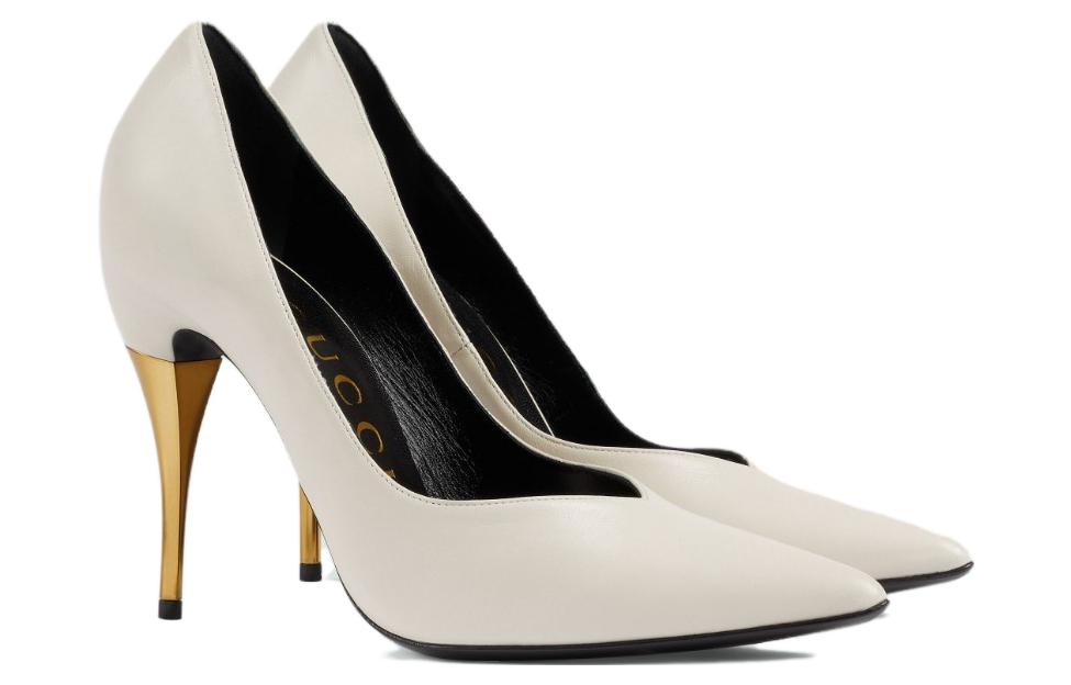 Lookbook (W) グッチ レザー ポインテッドトゥ スティレット (ホワイト) 715145-BKO00-9049