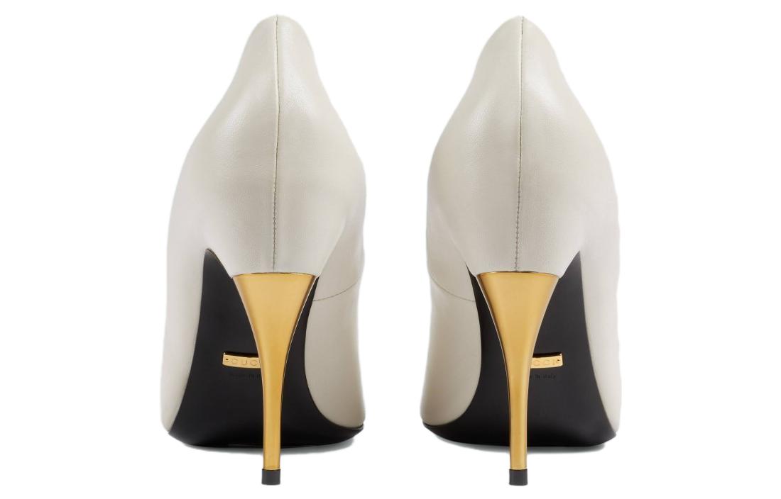 Purchase (W) グッチ レザー ポインテッドトゥ スティレット (ホワイト) 715145-BKO00-9049