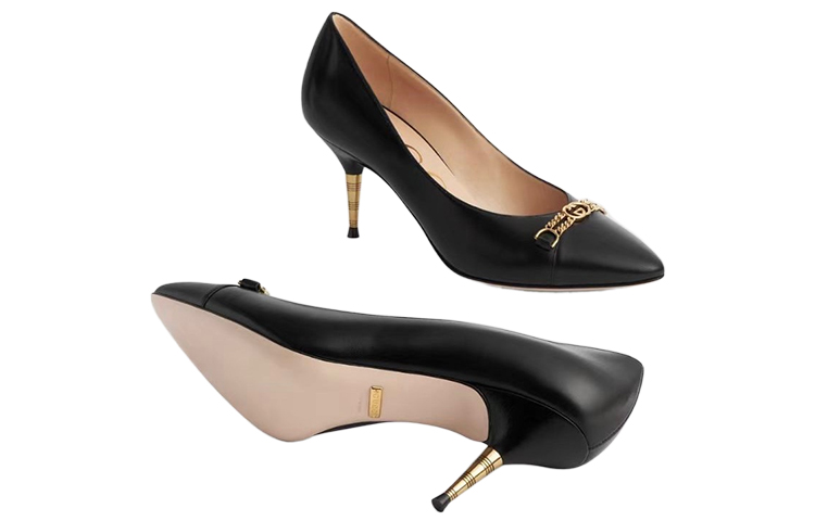 Shop (W) Zapatos de Tacón Gucci de Cuero 'Negro' 674858-C9D00-1000