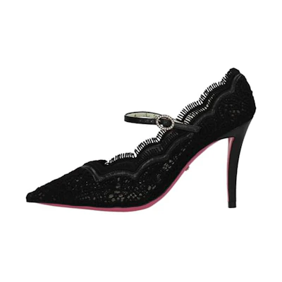 (W) Gucci Leather Rhinestone High Heels 'Black'