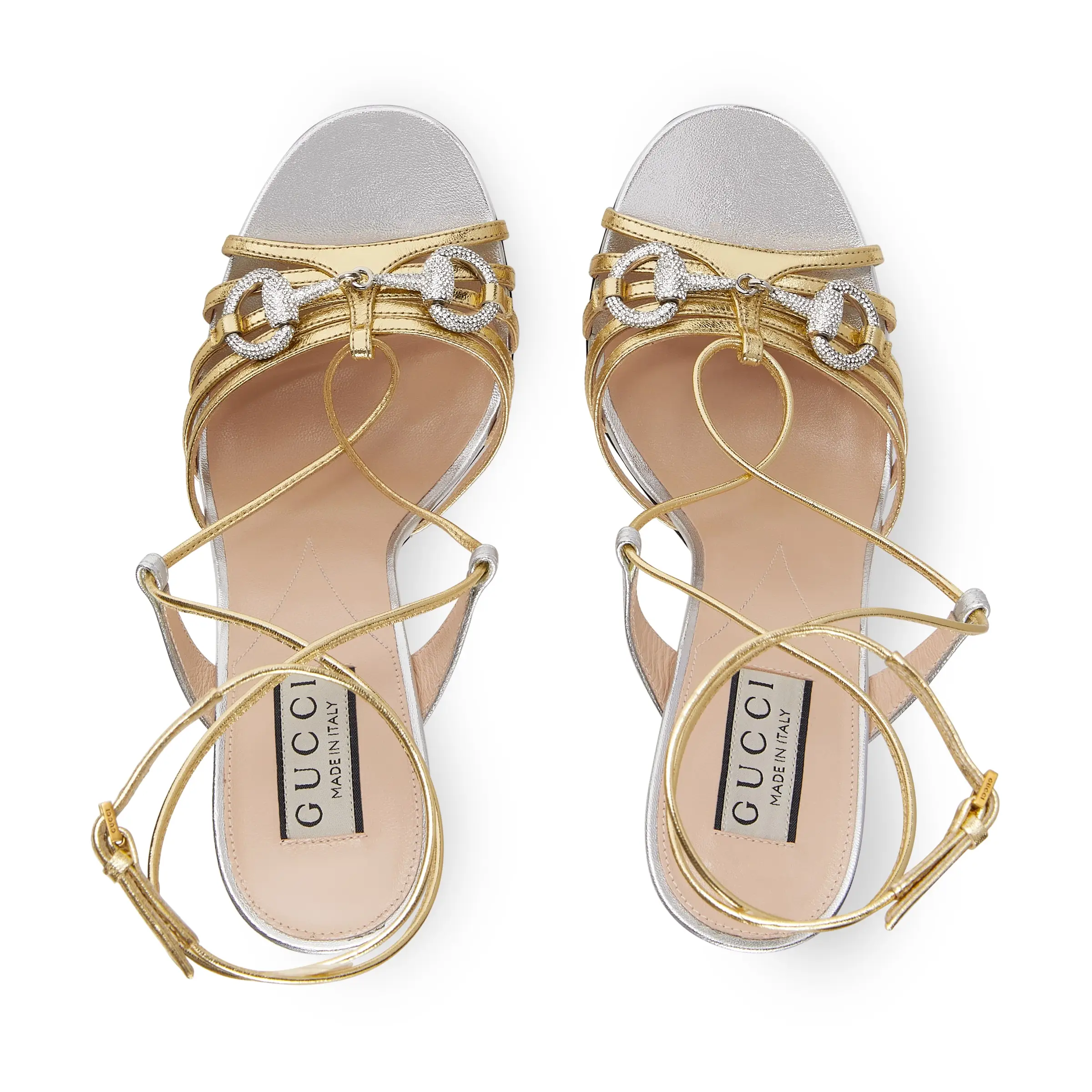 Shop (W) Sandali Gucci in Pelle con Tacco Alto e Fibbia Punta Tonda ''Argento'' 771596-B8B20-8150
