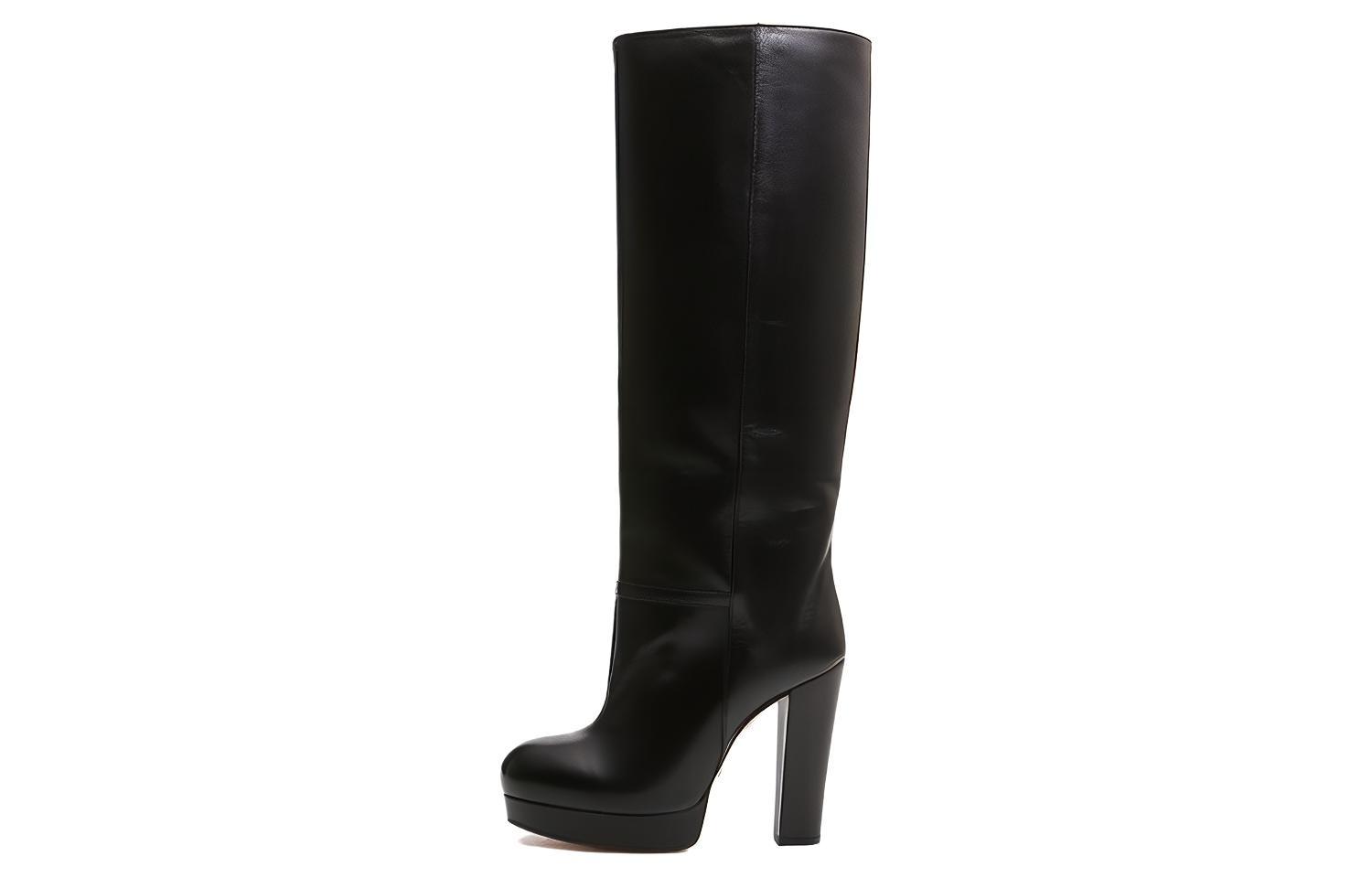 (Women) Gucci Leather Round-Toe High-Top Boots 'Black' 589785-BKO00-1000