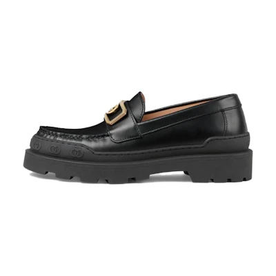 (W) Gucci Leather Round-Toe Loafer 'Black'