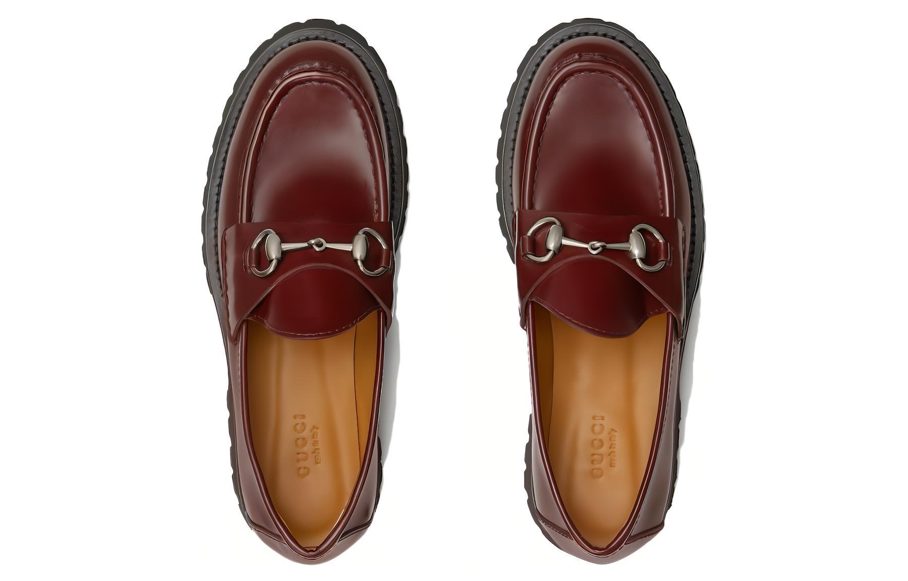 Shop (W) Gucci Loafer de Piel con Punta Redonda 'Borgoña' 764211-DS800-6629