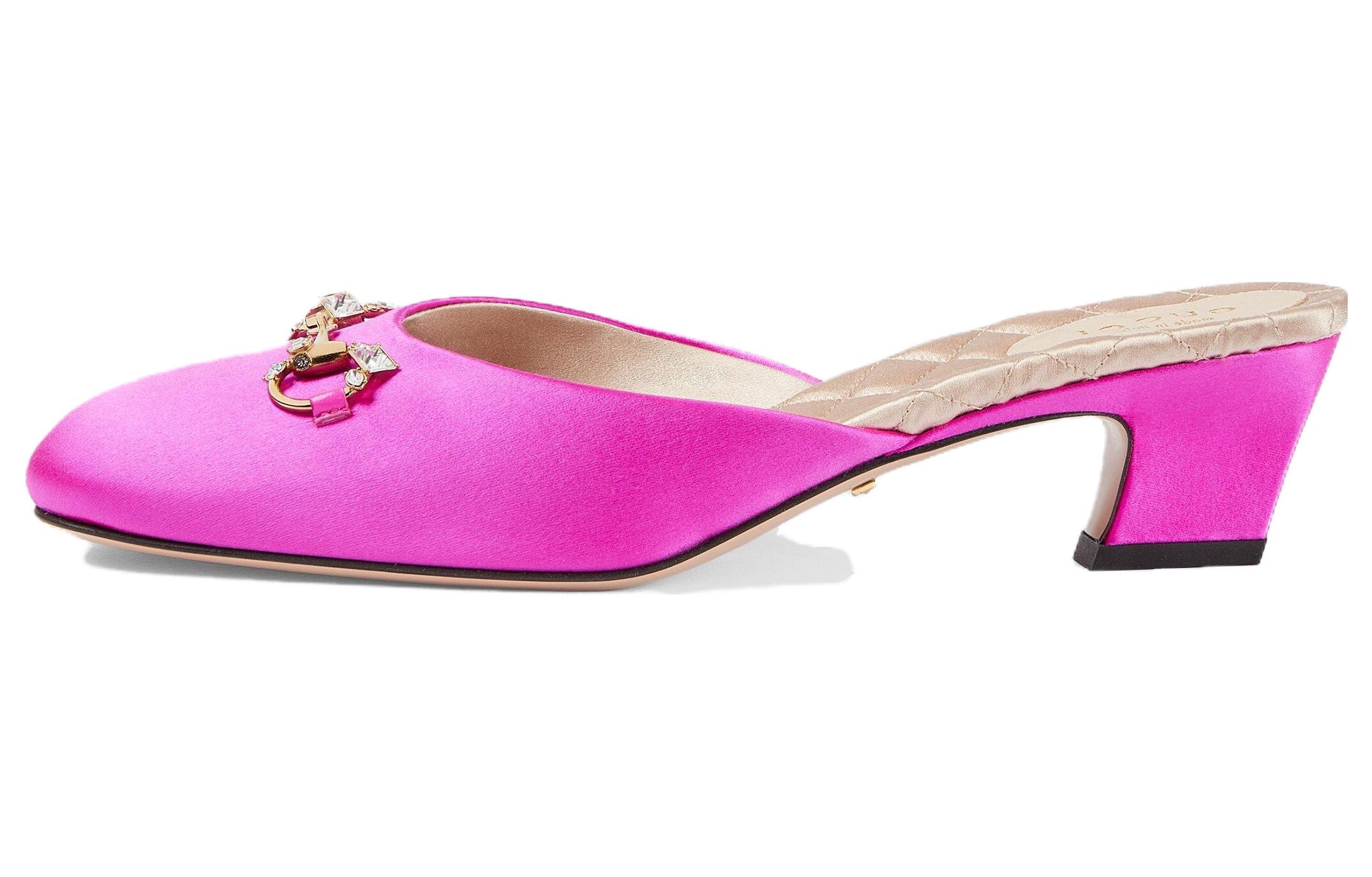 (Women) Gucci Leather Round-Toe Low Heel Slippers 'Purple Red' 757748-F3C20-5681