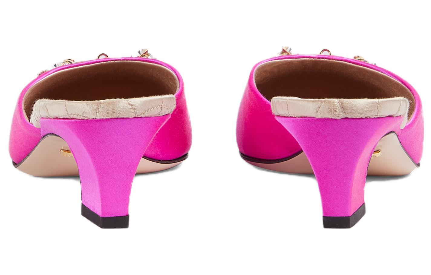 Shop (W) Pantofole Gucci Basse in Pelle Tonda Tacco Basso ''Porpora Rosso''. 757748-F3C20-5681