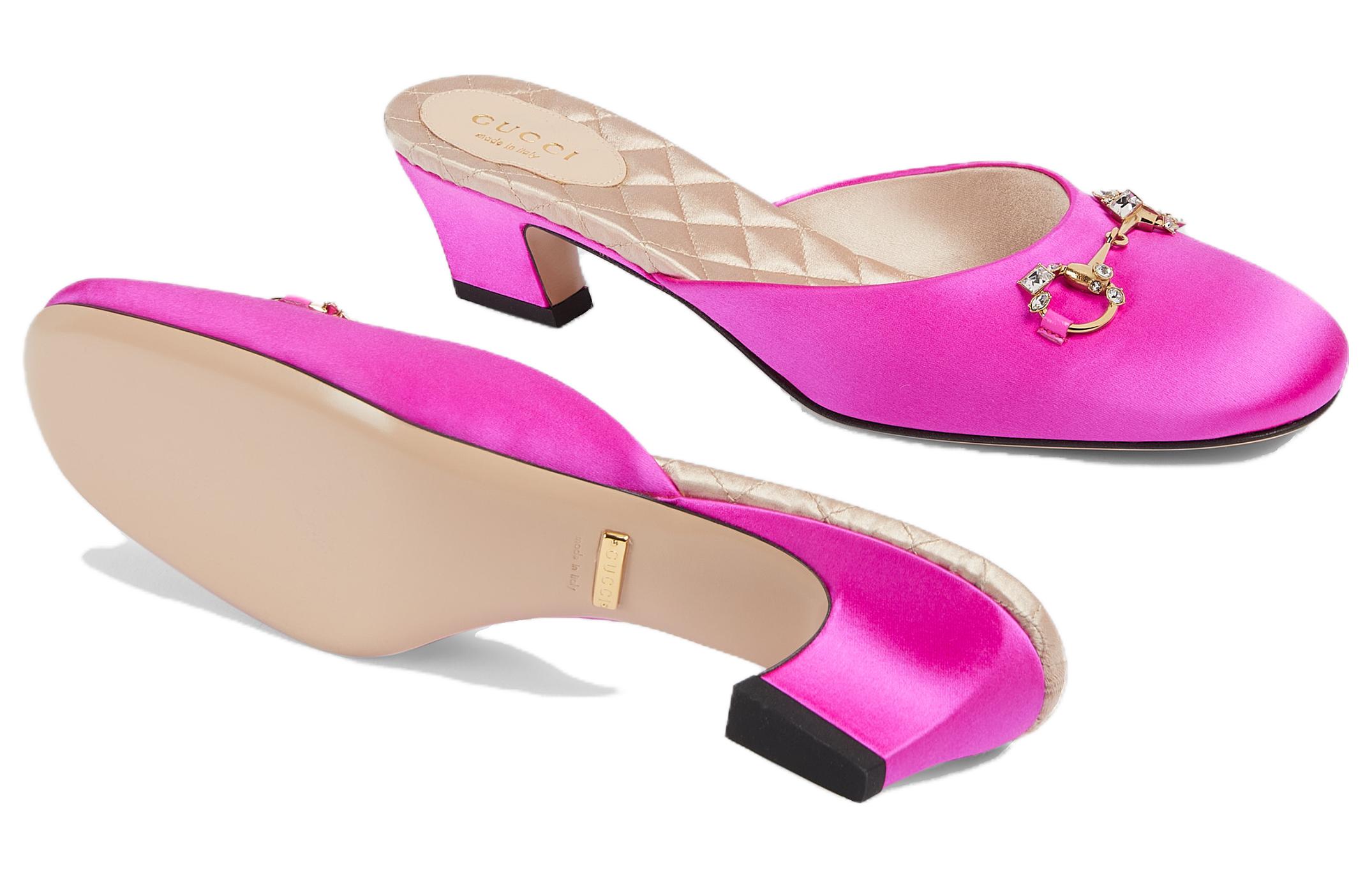 Purchase (W) Pantofole Gucci Basse in Pelle Tonda Tacco Basso ''Porpora Rosso''. 757748-F3C20-5681