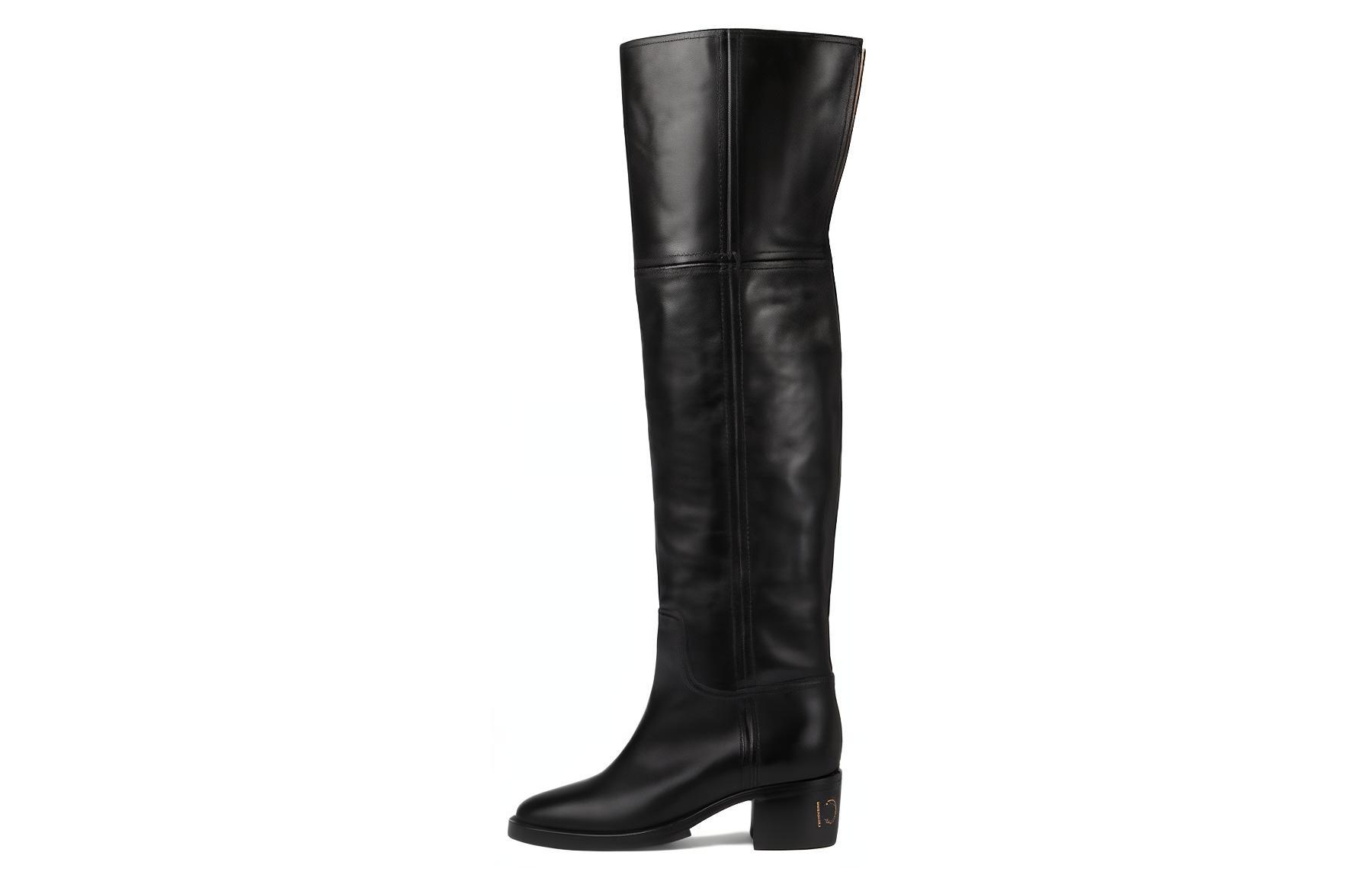 (Women) Gucci Leather Round-Toe Over-the-Knee Boots 'Black' 758288-AACGW-1000