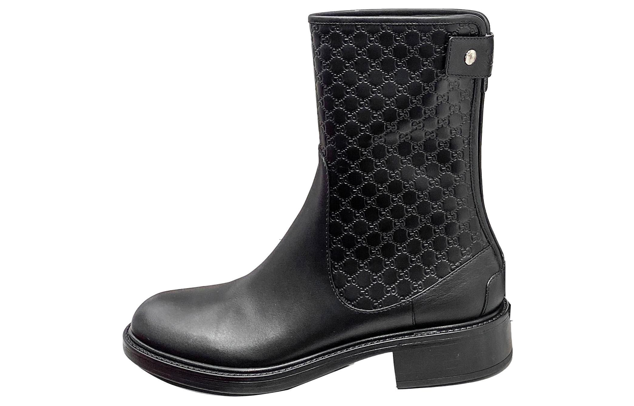 (Women) Gucci Leather Round-Toe Slip-On Ankle Boots 'Black Comfort' 494517-A9LF0-1000