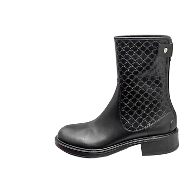 (W) Gucci Leather Round-Toe Slip-On Ankle Boots 'Black CMFT'