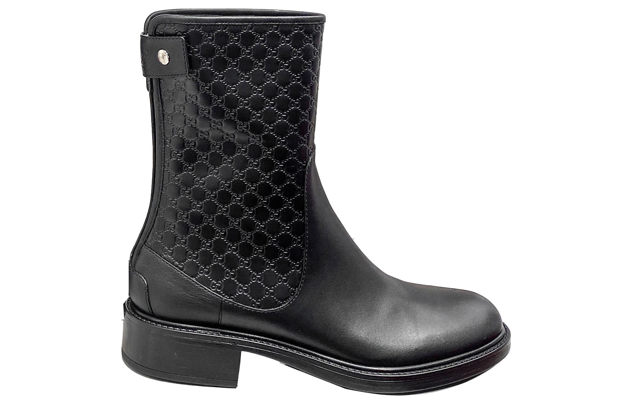 Order (W) Botas Tobilleras Slip-On Gucci de Cuero con Punta Redonda 'Black Comfort' 494517-A9LF0-1000