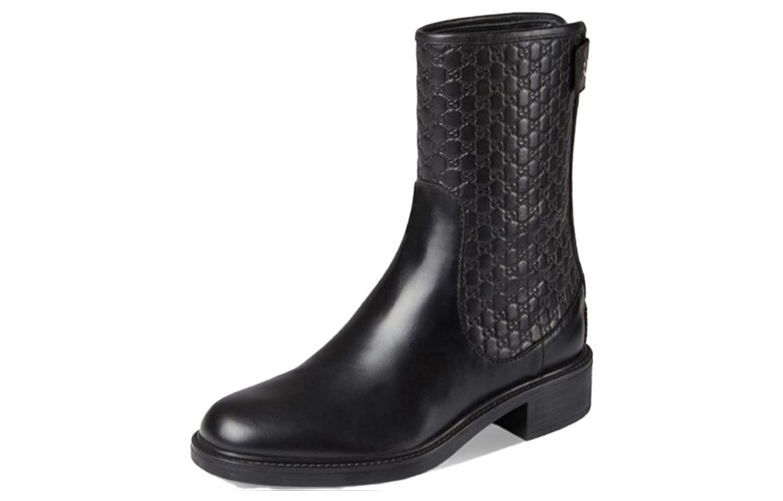 Lookbook (W) Botas Tobilleras Slip-On Gucci de Cuero con Punta Redonda 'Black Comfort' 494517-A9LF0-1000