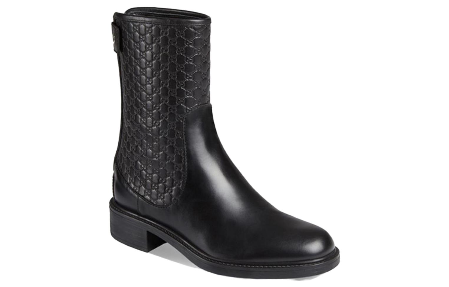 Shop (W) Botas Tobilleras Slip-On Gucci de Cuero con Punta Redonda 'Black Comfort' 494517-A9LF0-1000