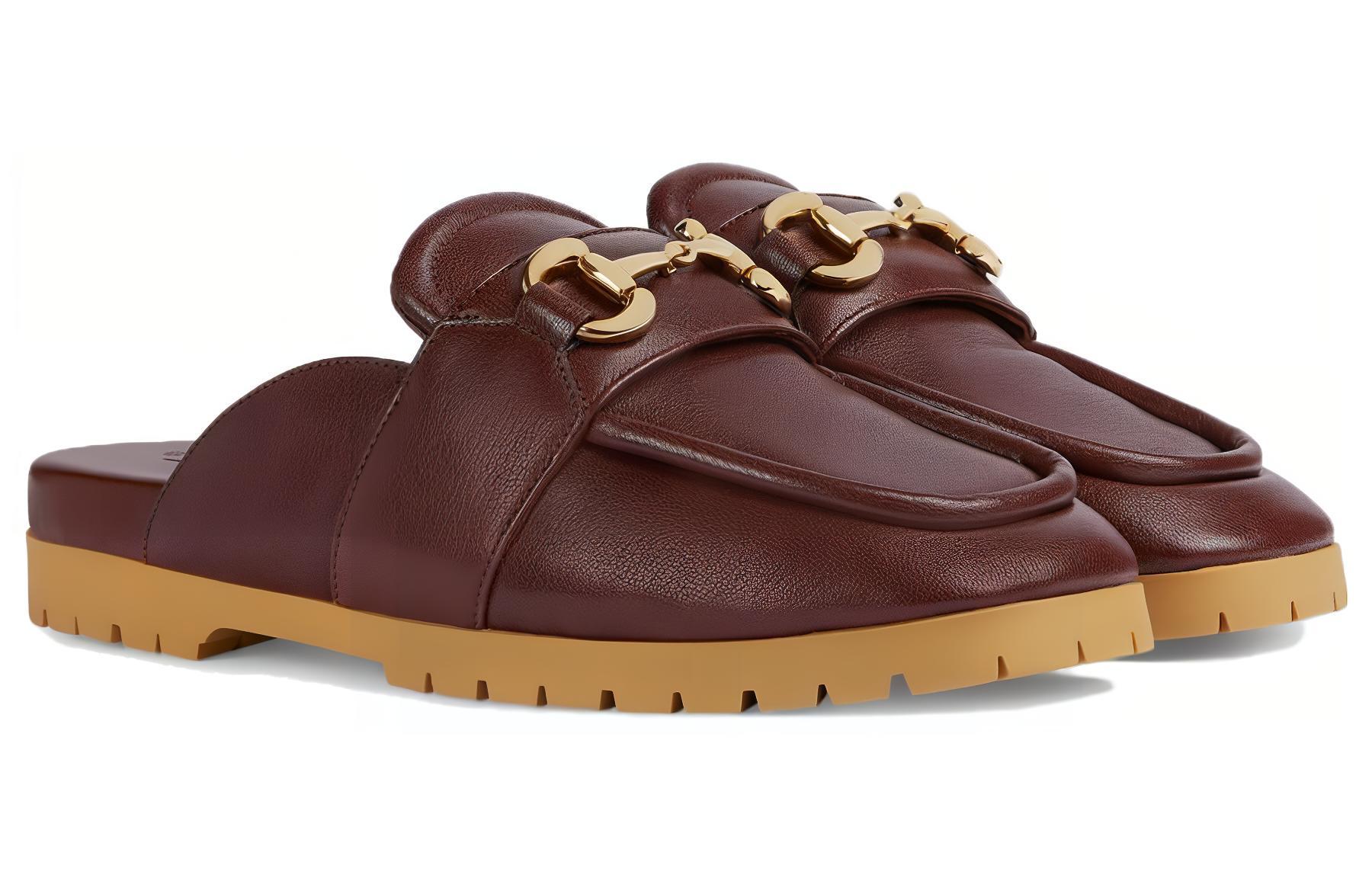 Order (W) Gucci Pantofole Slip-On in Pelle Punta Tonda ''Marrone'' 771096-AACAI-2208