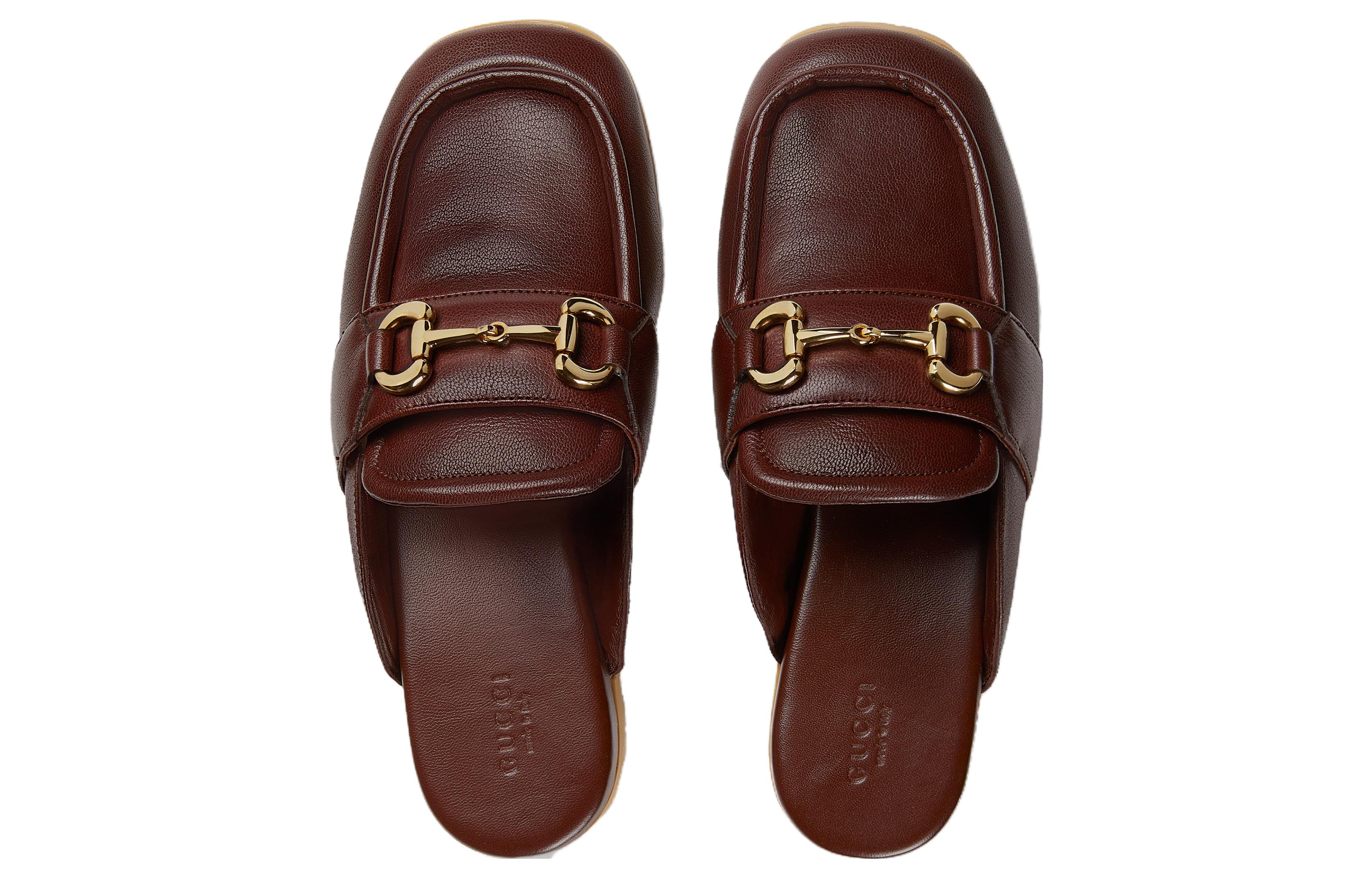 Lookbook (W) Gucci Pantofole Slip-On in Pelle Punta Tonda ''Marrone'' 771096-AACAI-2208
