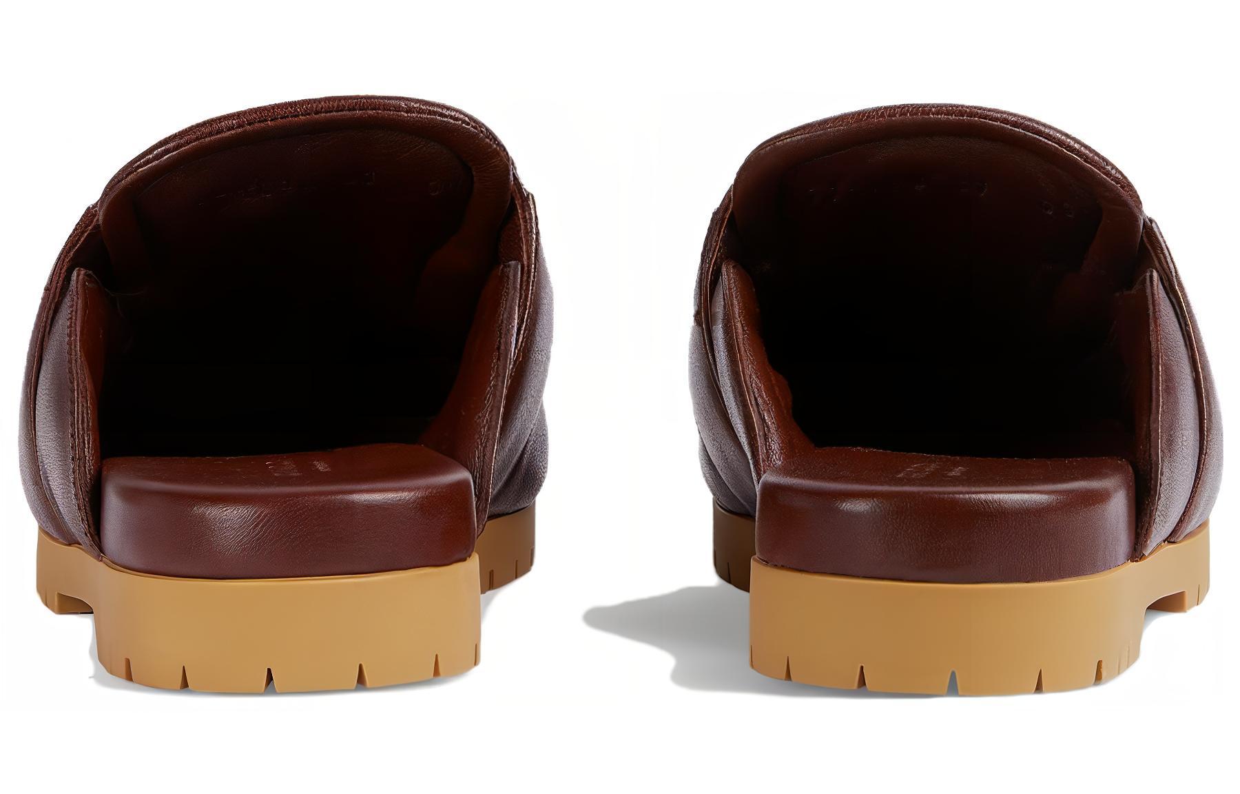 Shop (W) Gucci Pantofole Slip-On in Pelle Punta Tonda ''Marrone'' 771096-AACAI-2208