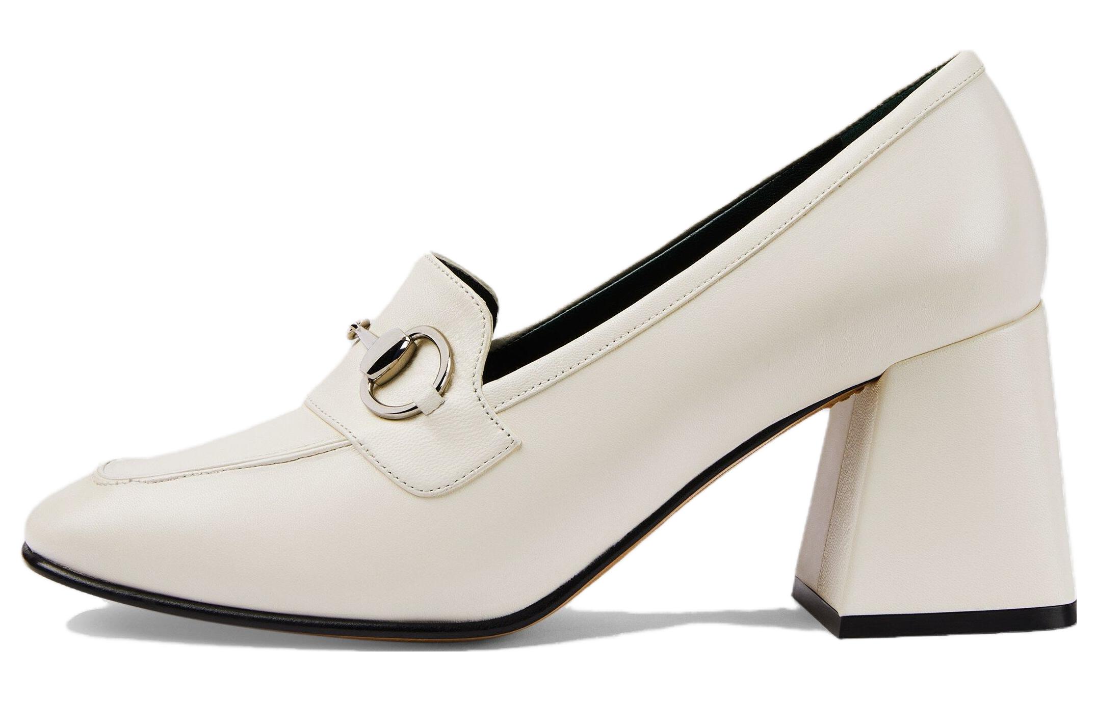 Buy (W) Gucci Horsebit Kasut Tumit Tinggi 'Kulit Putih Susu' 757753-AACE8-9022