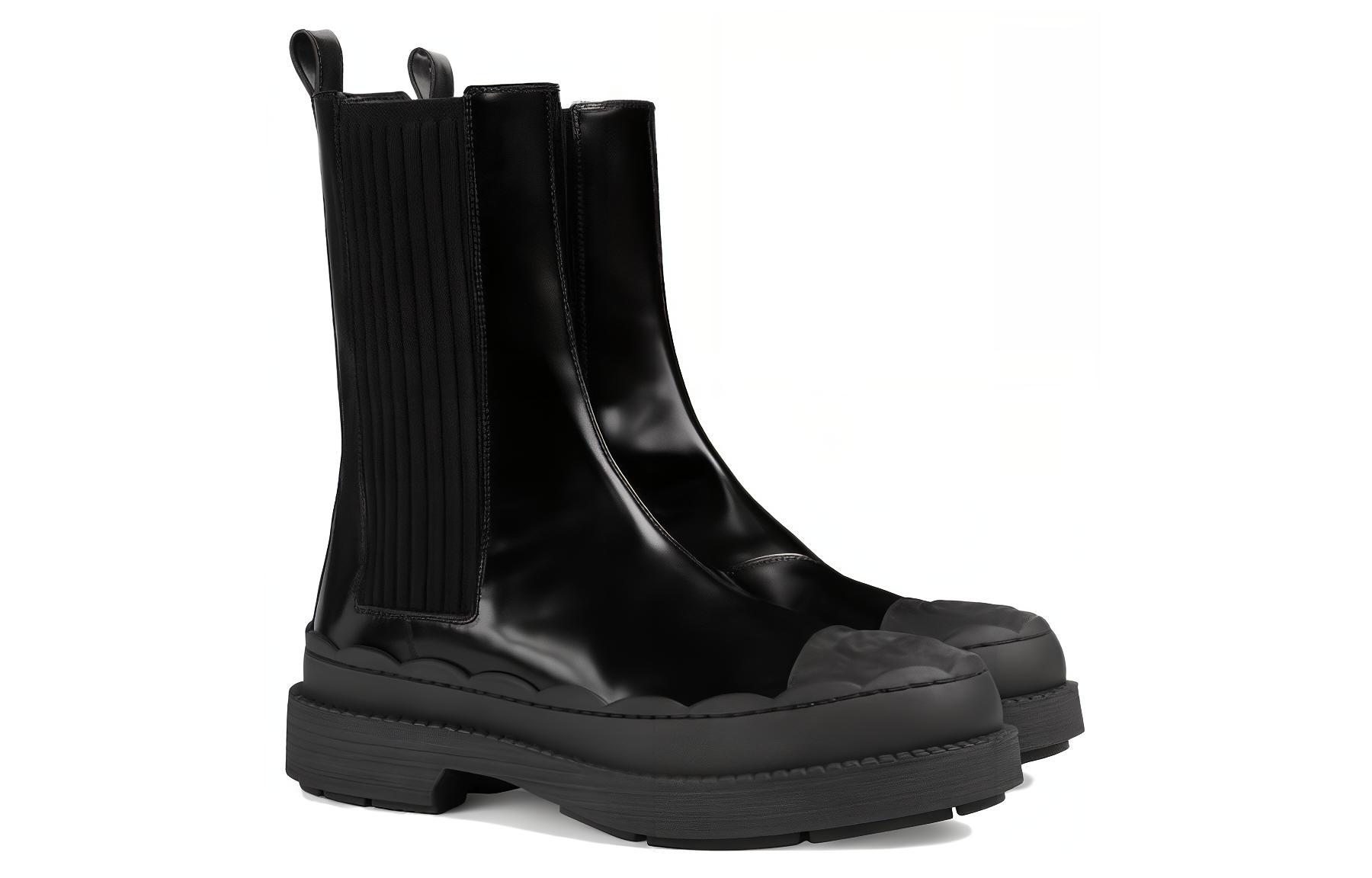 Order (W) Gucci Sepatu Bot Chelsea Kulit Jempol Bulat 'Black Comfort' 758047-AACMT-1000