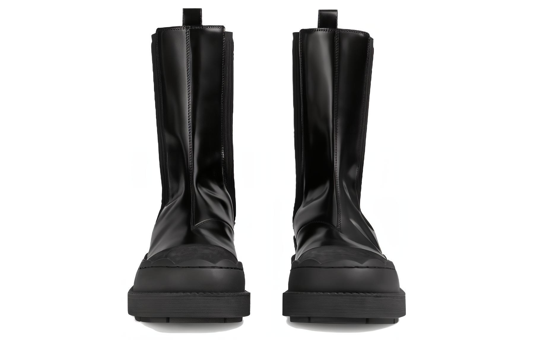 Lookbook (W) Gucci Sepatu Bot Chelsea Kulit Jempol Bulat 'Black Comfort' 758047-AACMT-1000