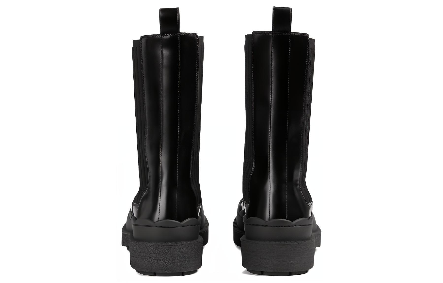 Shop (W) Gucci Sepatu Bot Chelsea Kulit Jempol Bulat 'Black Comfort' 758047-AACMT-1000