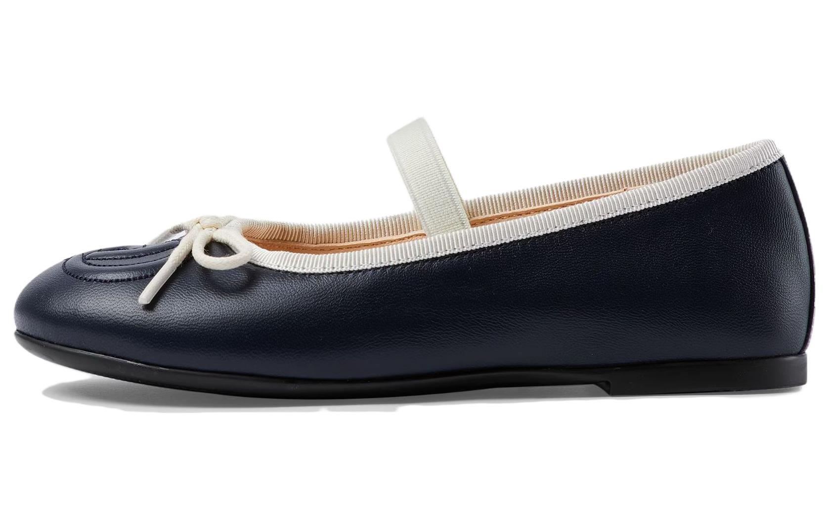 Buy (Women) Gucci Leather Round-Toe Flats 'Dark Blue' 702907-1D7A0-4053