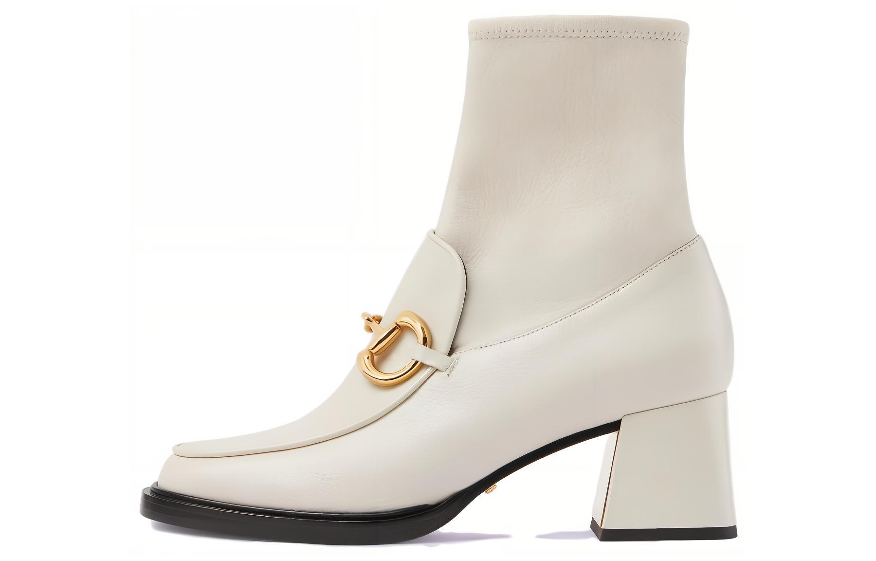 (Women) Gucci Leather Round Toe Zip Boot 'White' 719830-1DO50-9022