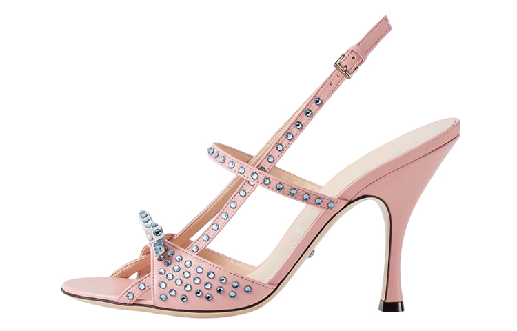 (Women) Gucci Leather Sandal 'Crystal Bow Light Pink' 674785-CQXH0-5864